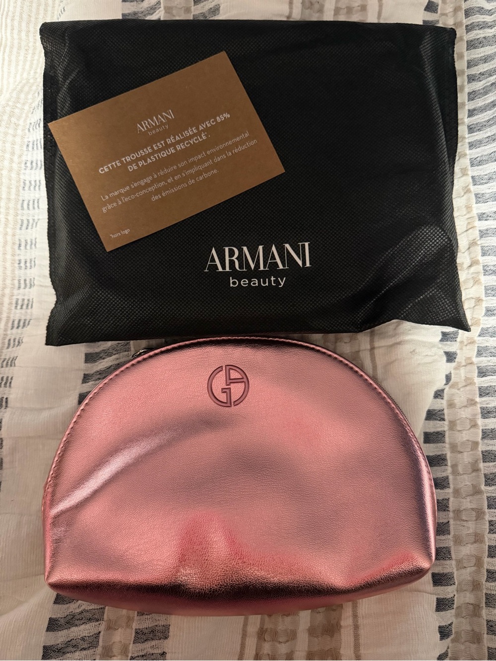 Giorgio Armani Pink Metallic Cosmetic Pouch